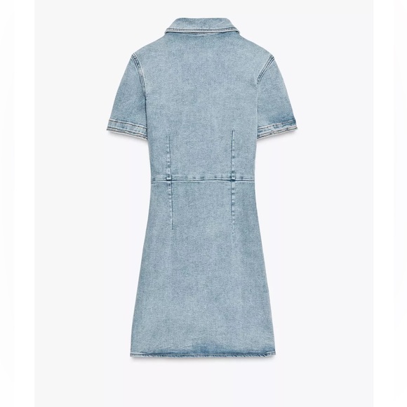 Zara Light Blue Denim Mini Dress PTP 15” on small & 17” on size large - Picture 2 of 5